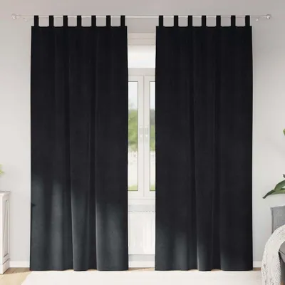 Image de Rideaux occultants 2 pcs Noir 140 x 225 cm Velours