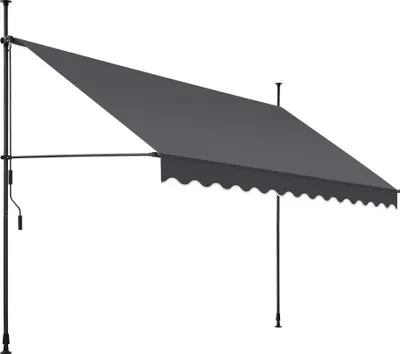 Obrázek produktu pro Svěrná markýza s ruční klikou, výškově nastavitelná - 350 x 180 cm, černá/šedá