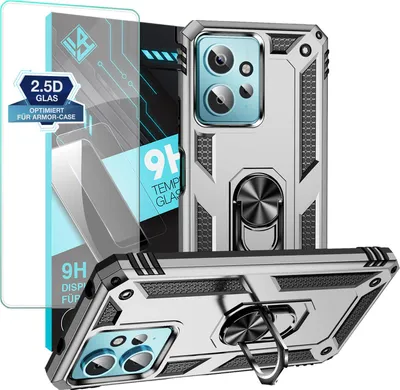 Produktbild von Armor Outdoor Handyhülle für Xiaomi Redmi Note 12 Handy Panzer Case Schutzhülle mit 9H Displayglas Displayschutz Farbe: Silber