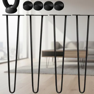 Produktbild von Hairpin Legs 4er-Set 71 cm 2 Streben aus Stahl, schwarz, inkl. Bodenschoner