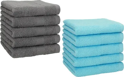 Produktbild von Betz 10 Stück Seiftücher 30x30 cm PREMIUM 100% Baumwolle  Farbe: anthrazit und türkis