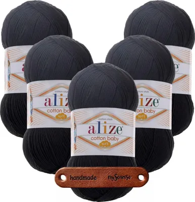 Produktbild von 5 x ALIZE Baumwolle Baby Soft 60 Black mit Label