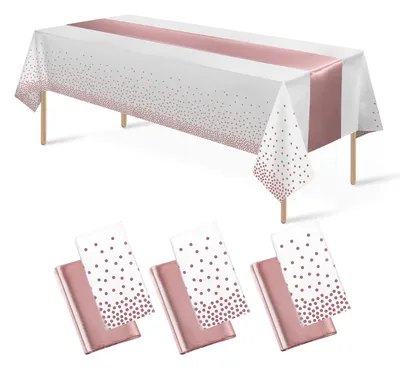 Tischläufer-Set, 4 Stück, Kunststoff 137x274 cm + Satin 30x274 cm