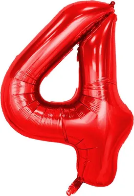 Obrázok produktu pre Fóliový balón číslo 4, cca 100 cm, červený