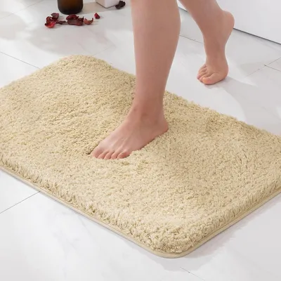 Immagine prodotto di Tappetino da bagno antiscivolo, morbido, 50x80 cm, color beige, in microfibra