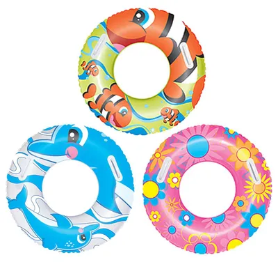 Obrázek produktu pro Plavecký kruh Bestway "Kiddie", 76 cm - 3 různé modely: Delfín, Květiny, Klaun; 36109