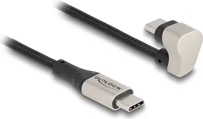 Produktbild von DeLOCK USB 2.0 Kabel USB Type-C Stecker zu Stecker 180° gewinkelt 1 m PD 3.0 60 W, 1 m, USB C, USB C, USB 2.0, 0,48 Gbit/s, Schwarz