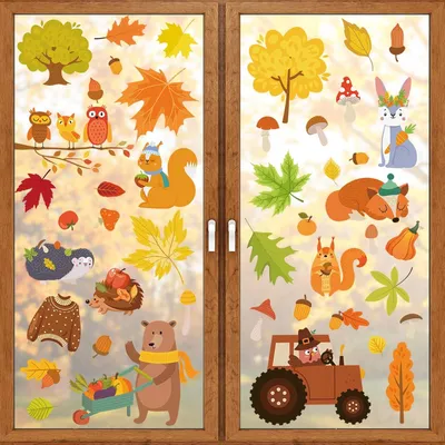 Productafbeelding van Raamstickers, 9 vellen, decoraties voor ramen, thema: oogstfeest