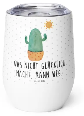 Produktbild von Mr. & Mrs. Panda Thermo Becher Kaktus Sonne - Weiß - Geschenk, Scheidung, edelstahl isolierbecher, glühwein tasse, Glück, Kakteen, kaffee, Trennung, Thermobecher