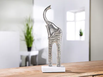 Obrázok produktu pre Gilde, socha slona, materiál: hliník, farba: strieborná, balenie: 2 kusy, výška: 38,00 cm, šírka: 13,00 cm, hĺbka: 8,00 cm, kód: 50658