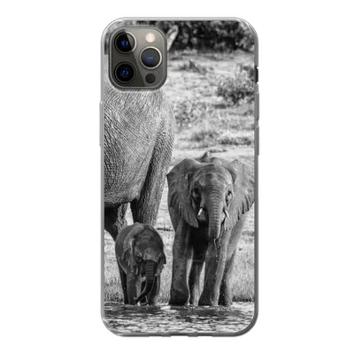 Produktbild von MuchoWow® Handyhülle Schutzhülle Hülle für iPhone 13 Pro Max Elefant - Wasser - Tiere - Schwarz - Weiß Silikon Softcase Handy Hülle - Mobiltelefon