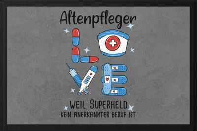 Produktbild von Ich Bin Altenpfleger Weil Superheld Kein Anerkannter Job Ist Fußmatte Geschenk Danke Sagen