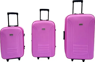 Produktbild von Reisekoffer Stoffkoffer Trolley Gepäck Set 3 tlg. Travel Rollkoffer Hangepäck Pink