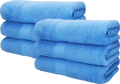 Produktbild von Betz 6 Stück Saunatücher 70 x 200 cm PREMIUM 100% Baumwolle Badetuch Liegetuch Strandtuch Farbe: hellblau