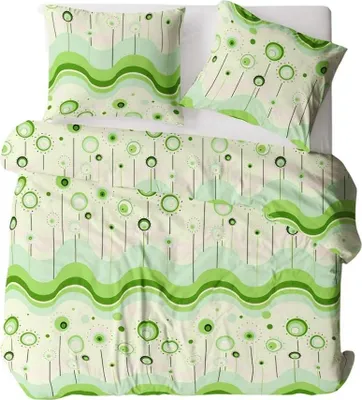 Produktbild von Grünes Baumwoll-Bettwäsche-Set 160x200, Knopfverschluss