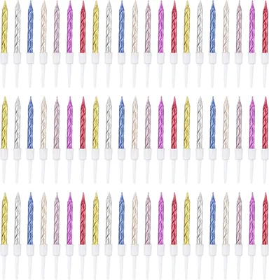Imagen del producto de Velas para cumpleaños en espiral, 60 unidades, de colores variados, con soporte, para celebraciones
