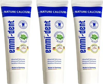 Produktbild von 3x Emmi®-dent Ultraschall Zahncreme Nature Calcium - 3x 75ml
