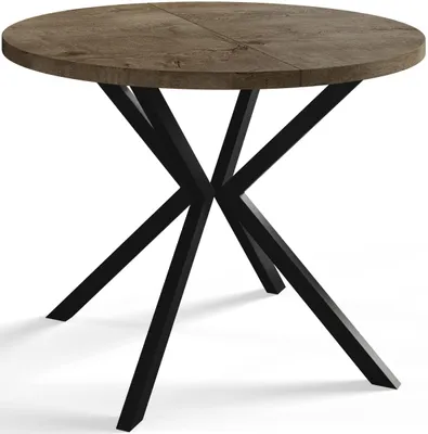 Immagine prodotto di Alpi Moebel, Tavolo da Pranzo Rotondo, Tavolo da Cucina Allungabile, Diamentro: 100-180 cm, Gambe in Metallo Nere, Lefkas, Collezione Loft Liten