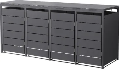 Produktbild von ML-Design Mülltonnenbox 4er, Mülltonnenverkleidung für 4 Tonne, 240L, 260x80x120 cm, Anthrazit, aus Stahl, wetterfest, Müllbox mit Klappdeckel und Tür