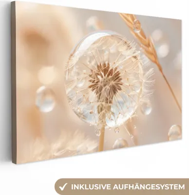 Produktbild von MuchoWow® - Leinwandbilder - Löwenzahn - Wasser - Natur - Stillleben - Modern, Wandbild, Wanddeko Bilder Wohnzimmer, 120x80 cm