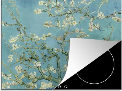 Produktbild von KitchenYeah© Herdabdeckplatte Mandelblüte - Van Gogh - Kunst - Blumen , 75x52cm, Küche Deko, Glaskeramikkochfeld Herdabdeckung, Abdeckplatte fùr Kochfeld