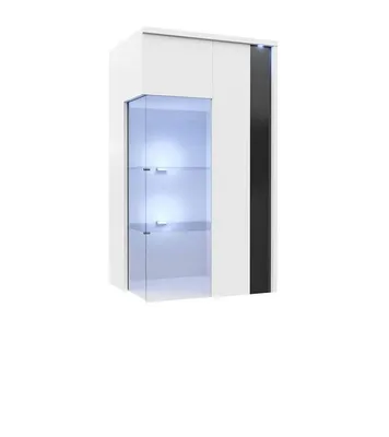 Image de Vitrine suspendue avec éclairage LED BANTRY 3 – blanc / blanc brillant / noir brillant, droite