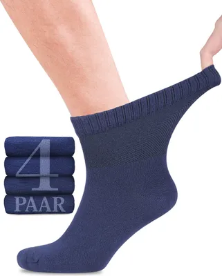 Produktbild von Fiera Besa Diabetiker Socken Herren mit Elasthan, Knöchelhoch, 4 Paar, 39-42, Marineblau
