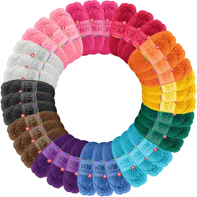 Acrylgarn-Set, 48 Stränge, 12 Farben, 24 m, 100 % Acryl