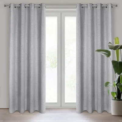 Zdjęcie produktu dla Eurofirany 484374, Przezroczysty, Szary, Monochromatyczny, Poliester, Oczko, 170 g/m²