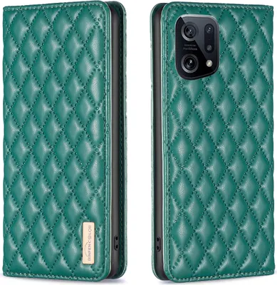 Produktbild von OPPO Find X5 Hülle, Elegant Bookstyle Flip Leder Kartenfächer Schutzhülle mit Ständer für OPPO Find X5 Grün