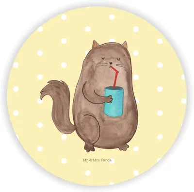 Produktbild von Mr. & Mrs. Panda magnet Katze Dose - Gelb Pastell - Geschenk, für kühlschrank, Cats, Katzen, Durstig, trinken, whiteboardmagnet, rundmagnet, Katzenfutter, pinnwand, Cat