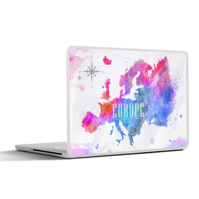 Produktbild von MuchoWow® Laptop Aufkleber Sticker Cover Farben - Wasserfarben - Europa 40x30 cm - Laptop Dekoration - Selbstklebend
