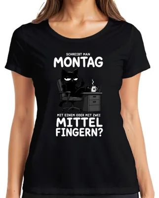 Immagine prodotto di Maglietta da donna, colore nero, taglia 3XL, con la scritta "Lunedì" e un'espressione sarcastica