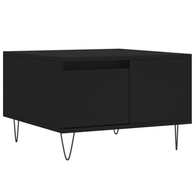 A black coffee table with hairpin legs, shown from a slight angle against a white background.