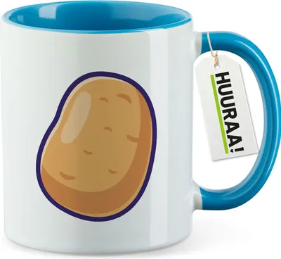 Produktbild von Huuraa Kaffeetasse Kartoffel Comic 330ml Blau Keramik Kaffeebecher Geschenkidee