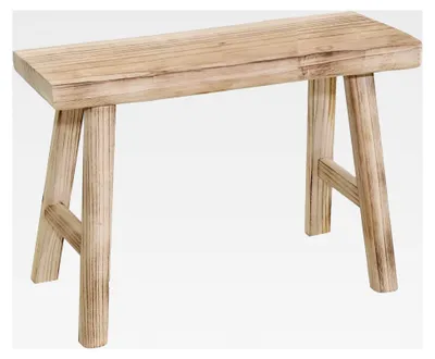 Produktbild von Blumenbank aus Holz in Natur rechteckig - 45 x 44 cm - Echtholz Pflanzenständer - Massivholz Hocker für Blumen und Topfpflanzen im Garten und auf dem Balkon