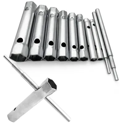Produktbild von Steckschlüssel, Rohrsteckschlüsselsatz 10 Stück, Zündkerzenschlüssel, Steckschlüssel Set, 6 -22 mm, Für den Einbau und die Reparatur von Fallrohren