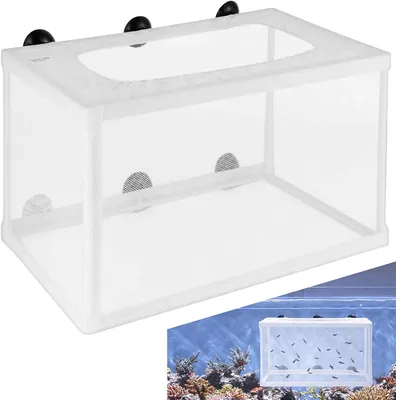 Produktbild von Aquarium Isolation Netz Ablaichstation Zucht Box Ablaichkasten Aquarium Fische Brutkasten mit 6 Saugnapf für Fische Garnelen Brutkasten Zuchttanks 26 x 15 x 15 cm