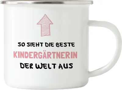 Produktbild von So Sieht Die Beste Kindergärtnerin Aus Emaille Tasse Kindergarten Dankeschön & Abschiedsgeschenk Kita