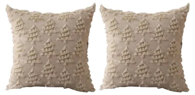 Produktbild von 2er-Set Kissenbezüge mit Weihnachtsbaummuster, weiche Plüsch-Weihnachtskissenbezüge, waschbare Dekokissenbezüge für Sofa und Bett