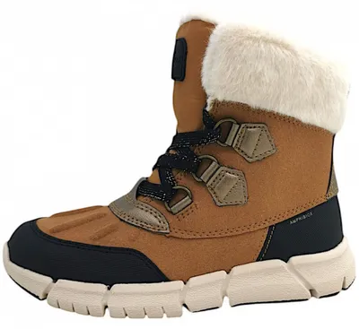 Imagen del producto de Zapatos Geox FLEXYPER para niña, botines con cordones, color marrón, para uso diario