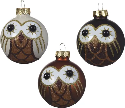 Produktbild von Christbaumschmuck Glas Eule 6cm - 1 Stück sortiert