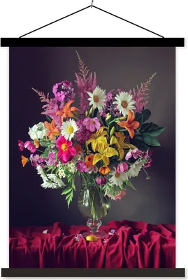 Produktbild von MuchoWow® Textilposter Stilleben - Blumenstrauß - Blumen 120x160 cm mit schwarzem Rahmen - Magnetischer