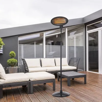 Produktbild von Maxxmee Heizstrahler mit Standfuß 3 Heizstufen elektrisch Infrarot Terrasse Balkon Baby 2000W schwarz