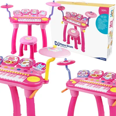 Produktbild von Schlagzeug Orgel für Kinder Sound- und Lichteffekte Mikrofon