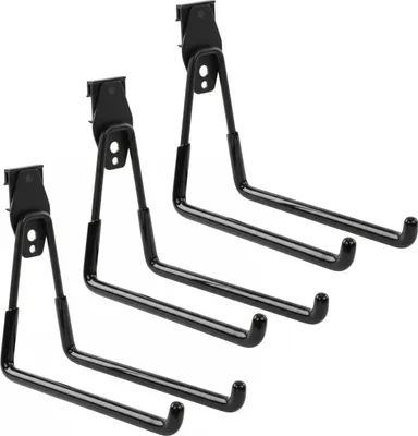 Immagine prodotto di Set di 3 ganci da parete per attrezzi di BOTLE, ganci per attrezzi, per utensili elettrici, forma diritta 19 cm, stabili con rivestimento in PVC, per garage, capanni, ganci per scale e pale, ganci doppi, portata fino a 25 kg