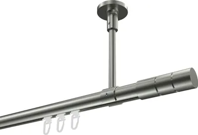 Produktbild von Interdeco Innenlaufstange / Gardinenstange mit Innenlauf Edelstahl-Optik, Typ Sonette Elanto (Rillenzylinder) Deckenmontage, 20 mm Ø 1-läufig, 160 cm