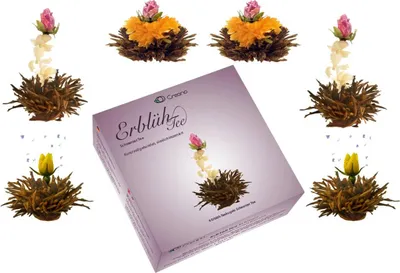Produktbild von 6 Teeblumen Erblühtee zum Probieren - Schwarztee (3 Sorten Teerosen)