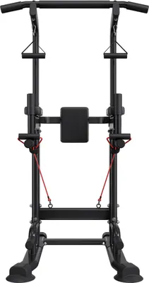 Produktbild von SucceBuy Klimmzugstange und Dip-Station mit 150 kg Tragkraft, H-Rahmenkonstruktion, Rückenpolster und 12-fach verstellbarer Höhe für vielseitiges Arm- und Rückentraining