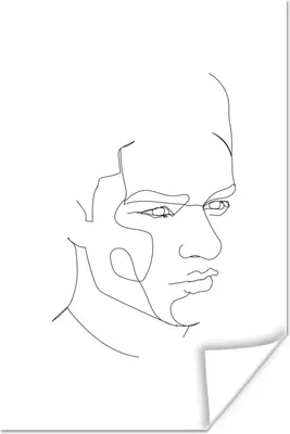 Produktbild von MuchoWow® Poster Mann - Gesicht - Strichzeichnung 120x180 cm - Kunstposter